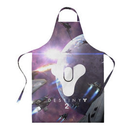 Фартук 3D с принтом DESTINY 2 в Ухте, 100% полиэстер | общий размер — 65 х 85 см, ширина нагрудника — 26 см, горловина — 53 см, длина завязок — 54 см, общий обхват в поясе — 173 см. Принт на завязках и на горловине наносится с двух сторон, на основной части фартука — только с внешней стороны | action | destiny | destiny 2 | fantasy | game | hunter | online | titan | traveller | warlock | игры | космос | шутер