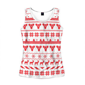 Женская майка 3D Новогодний Destiny: в Ухте, 100% полиэстер | круглая горловина, прямой силуэт, длина до линии бедра | 2019 | год | игра | космос | новый | олени | снег | снежинки | судьба | узор | фантастика | шутер