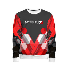 Детский свитшот 3D с принтом MASS EFFECT N7 SOLDIER в Ухте, 100% полиэстер | свободная посадка, прямой крой, мягкая тканевая резинка на рукавах и понизу свитшота | amdromeda initiative | andromeda | game | gun | hemet | n7 | rifle | ryder | soldier | space | star | weapon
