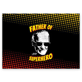 Поздравительная открытка с принтом Stan Lee: Father of Superhero в Ухте, 100% бумага | плотность бумаги 280 г/м2, матовая, на обратной стороне линовка и место для марки
 | avengers | father | hero | hulk | iron | lee | man | stan | stan lee | stanlee | superhero | thor | анти | герой | железный | комиксы | лии | мстители | отец | стен | стенли | стэн ли | супер | супергероев | тор | халк | человек
