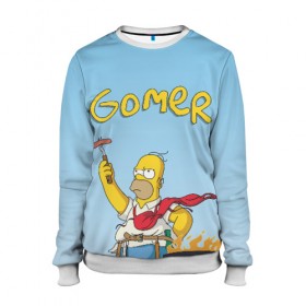 Женский свитшот 3D с принтом Гомер в Ухте, 100% полиэстер с мягким внутренним слоем | круглый вырез горловины, мягкая резинка на манжетах и поясе, свободная посадка по фигуре | gomer | simpsons | барбекю | гомер | симпсон