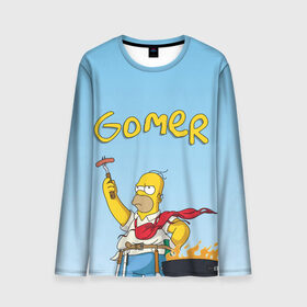 Мужской лонгслив 3D с принтом Гомер в Ухте, 100% полиэстер | длинные рукава, круглый вырез горловины, полуприлегающий силуэт | gomer | simpsons | барбекю | гомер | симпсон