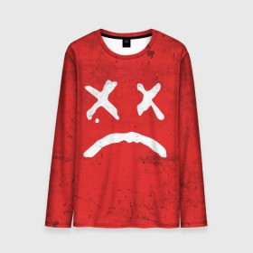 Мужской лонгслив 3D с принтом Lil Peep Sad Face в Ухте, 100% полиэстер | длинные рукава, круглый вырез горловины, полуприлегающий силуэт | broken | dead | heart | lil | lil peep | lilpeep | music | peep | pump | rap | rapper | red | rip | густав | красное | лил | лил пип | лилпип | мертв | память | пип | разбитое | рип | рэп | рэпер | сердечко | сердце | умер | эмо