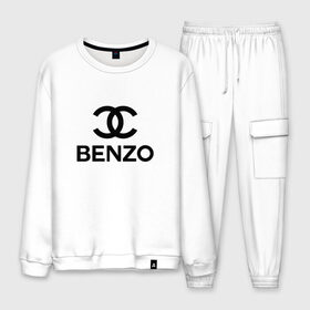 Мужской костюм хлопок с принтом BENZO GANG в Ухте, 100% хлопок | на свитшоте круглая горловина, мягкая резинка по низу. Брюки заужены к низу, на них два вида карманов: два “обычных” по бокам и два объемных, с клапанами, расположенные ниже линии бедра. Брюки с мягкой трикотажной резинкой на поясе и по низу штанин. В поясе для дополнительного комфорта — широкие завязки | benzo | big baby | dragonborn | gang | gimme | loot | tape | the | биг | бу | бэби | драгонборн | ее | и я | твою | тейп | тэйп | я взял