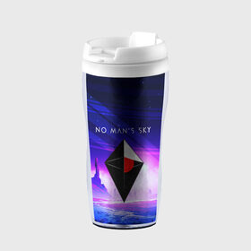 Термокружка-непроливайка с принтом NO MANS SKY 2019 в Ухте, внутренняя часть — пищевой пластик, наружная часть — прозрачный пластик, между ними — полиграфическая вставка с рисунком | объем — 350 мл, герметичная крышка | Тематика изображения на принте: game | hill | hills | mounatin | mounatins | nms | no mans sky | planet | rock | rocks | sky | snow | space | winter | игры | планеты