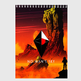 Скетчбук с принтом NO MANS SKY в Ухте, 100% бумага
 | 48 листов, плотность листов — 100 г/м2, плотность картонной обложки — 250 г/м2. Листы скреплены сверху удобной пружинной спиралью | game | hill | hills | mounatin | mounatins | nms | no mans sky | planet | rock | rocks | sky | snow | space | winter | игры | планеты