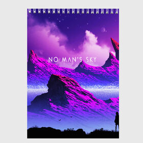 Скетчбук с принтом No Mans Sky в Ухте, 100% бумага
 | 48 листов, плотность листов — 100 г/м2, плотность картонной обложки — 250 г/м2. Листы скреплены сверху удобной пружинной спиралью | game | hill | hills | mounatin | mounatins | nms | no mans sky | planet | rock | rocks | sky | snow | space | winter | игры | планеты