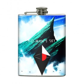 Фляга с принтом NO MANS SKY WORLD в Ухте, металлический корпус | емкость 0,22 л, размер 125 х 94 мм. Виниловая наклейка запечатывается полностью | Тематика изображения на принте: 