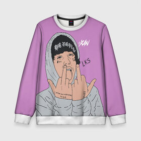Детский свитшот 3D с принтом Lil Xan __ в Ухте, 100% полиэстер | свободная посадка, прямой крой, мягкая тканевая резинка на рукавах и понизу свитшота | Тематика изображения на принте: lil xan | лил зан