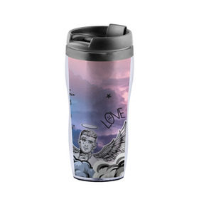 Термокружка-непроливайка с принтом Lil Peep в Ухте, внутренняя часть — пищевой пластик, наружная часть — прозрачный пластик, между ними — полиграфическая вставка с рисунком | объем — 350 мл, герметичная крышка | Тематика изображения на принте: benz truck | girls. | gustav ahr | hip hop | lil | lil peep | peep | rap | лил | лилпип | пип | рэп | хип хоп | эмо | эмо реп