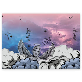 Поздравительная открытка с принтом Lil Peep в Ухте, 100% бумага | плотность бумаги 280 г/м2, матовая, на обратной стороне линовка и место для марки
 | Тематика изображения на принте: benz truck | girls. | gustav ahr | hip hop | lil | lil peep | peep | rap | лил | лилпип | пип | рэп | хип хоп | эмо | эмо реп