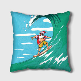 Подушка 3D с принтом Cool Santa в Ухте, наволочка – 100% полиэстер, наполнитель – холлофайбер (легкий наполнитель, не вызывает аллергию). | состоит из подушки и наволочки. Наволочка на молнии, легко снимается для стирки | cool | creative | design | holiday | merry christmas | new year | sea | summer | surfing | wave | волна | дизайн | канары | креатив | круто | лето | море | новый год | рождество | сёрфинг