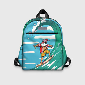 Детский рюкзак 3D с принтом Cool Santa в Ухте, 100% полиэстер | лямки с регулируемой длиной, сверху петелька, чтобы рюкзак можно было повесить на вешалку. Основное отделение закрывается на молнию, как и внешний карман. Внутри дополнительный карман. По бокам два дополнительных кармашка | cool | creative | design | holiday | merry christmas | new year | sea | summer | surfing | wave | волна | дизайн | канары | креатив | круто | лето | море | новый год | рождество | сёрфинг