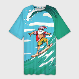 Платье-футболка 3D с принтом Cool Santa в Ухте,  |  | cool | creative | design | holiday | merry christmas | new year | sea | summer | surfing | wave | волна | дизайн | канары | креатив | круто | лето | море | новый год | рождество | сёрфинг