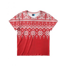 Детская футболка 3D с принтом Вязаный узор в Ухте, 100% гипоаллергенный полиэфир | прямой крой, круглый вырез горловины, длина до линии бедер, чуть спущенное плечо, ткань немного тянется | 