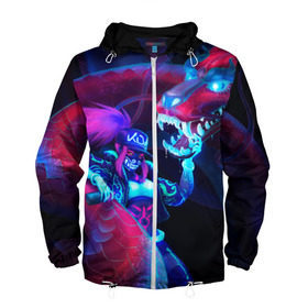 Мужская ветровка 3D с принтом Akali. KDA в Ухте, 100% полиэстер | подол и капюшон оформлены резинкой с фиксаторами, два кармана без застежек по бокам, один потайной карман на груди | akali | game | kda | killer | legends | legue | legueoflegends | lol | акали | вольная | игра | легенд | лига | лигалегенд | лол