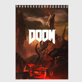 Скетчбук с принтом DOOM в Ухте, 100% бумага
 | 48 листов, плотность листов — 100 г/м2, плотность картонной обложки — 250 г/м2. Листы скреплены сверху удобной пружинной спиралью | demon | devil | doom | doom vfr | evil | game | mars | red | демон | дум | игры | космос | красная планета | марс | пришельцы