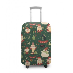 Чехол для чемодана 3D с принтом Новогодний Зеленый Паттерн в Ухте, 86% полиэфир, 14% спандекс | двустороннее нанесение принта, прорези для ручек и колес | 