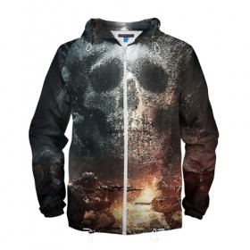 Мужская ветровка 3D с принтом Battlefield Череп в Ухте, 100% полиэстер | подол и капюшон оформлены резинкой с фиксаторами, два кармана без застежек по бокам, один потайной карман на груди | battlefield | ак 47 | батла | баттл | война | огонь | омон | оружие | перестрелка | стрелялка | череп