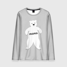 Мужской лонгслив 3D с принтом Mama Bear в Ухте, 100% полиэстер | длинные рукава, круглый вырез горловины, полуприлегающий силуэт | 2019 | family look | merry christmas | new year | год свиньи | зима | новый год | праздник | рождество | фэмили лук