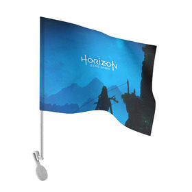 Флаг для автомобиля с принтом HORIZON ZERO DAWN в Ухте, 100% полиэстер | Размер: 30*21 см | aloy | game | horizon zero dawn | hunter | machine | mecha | robot | snow | spear | the frozen wilds | weapon | игры | постапокалипсис | роботы | фентези | элой