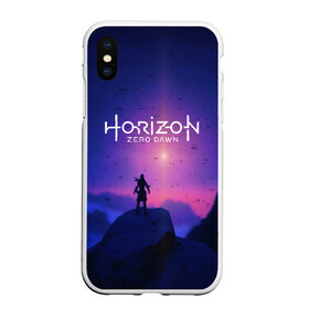 Чехол для iPhone XS Max матовый с принтом HORIZON ZERO DAWN в Ухте, Силикон | Область печати: задняя сторона чехла, без боковых панелей | aloy | game | horizon zero dawn | hunter | machine | mecha | robot | snow | spear | the frozen wilds | weapon | игры | постапокалипсис | роботы | фентези | элой