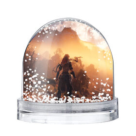 Снежный шар с принтом HORIZON ZERO DAWN в Ухте, Пластик | Изображение внутри шара печатается на глянцевой фотобумаге с двух сторон | aloy | game | horizon zero dawn | hunter | machine | mecha | robot | snow | spear | the frozen wilds | weapon | игры | постапокалипсис | роботы | фентези | элой