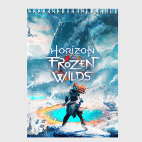 Скетчбук с принтом HORIZON ZERO DAWN в Ухте, 100% бумага
 | 48 листов, плотность листов — 100 г/м2, плотность картонной обложки — 250 г/м2. Листы скреплены сверху удобной пружинной спиралью | aloy | game | horizon zero dawn | hunter | machine | mecha | robot | snow | spear | the frozen wilds | weapon | игры | постапокалипсис | роботы | фентези | элой