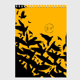 Скетчбук с принтом TWENTY ONE PILOTS в Ухте, 100% бумага
 | 48 листов, плотность листов — 100 г/м2, плотность картонной обложки — 250 г/м2. Листы скреплены сверху удобной пружинной спиралью | 21 pilots | 21p | crow | logo | music | rock | top | trench | twenty one pilots | вороны | группа | лого | музыка | рок