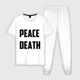 Мужская пижама хлопок с принтом PEACE DEATH в Ухте, 100% хлопок | брюки и футболка прямого кроя, без карманов, на брюках мягкая резинка на поясе и по низу штанин
 | 