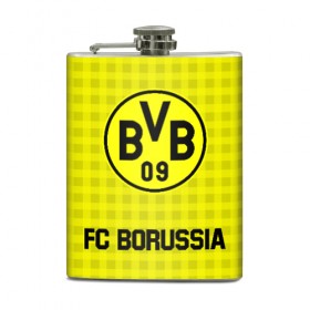 Фляга с принтом РЮКЗАК BORUSSIA в Ухте, металлический корпус | емкость 0,22 л, размер 125 х 94 мм. Виниловая наклейка запечатывается полностью | Тематика изображения на принте: 