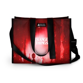 Сумка-шоппер 3D с принтом Очень странные дела в Ухте, 100% полиэстер | застегивается на металлическую кнопку; внутренний карман застегивается на молнию. Стенки укреплены специальным мягким материалом, чтобы защитить содержимое от несильных ударов
 | finn wolfhard | gaten mataraz | millie bobby brown | natalia dyer | stranger things | winona ryder | вайнона райдер | милли бобби браун | оченнь странные дела | очень странные дела | странные события