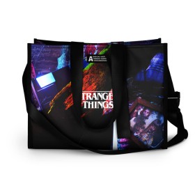 Сумка-шоппер 3D с принтом Очень странные дела в Ухте, 100% полиэстер | застегивается на металлическую кнопку; внутренний карман застегивается на молнию. Стенки укреплены специальным мягким материалом, чтобы защитить содержимое от несильных ударов
 | finn wolfhard | gaten mataraz | millie bobby brown | natalia dyer | stranger things | winona ryder | вайнона райдер | милли бобби браун | оченнь странные дела | очень странные дела | странные события