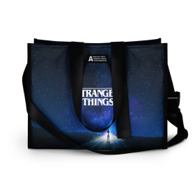 Сумка-шоппер 3D с принтом Очень странные дела в Ухте, 100% полиэстер | застегивается на металлическую кнопку; внутренний карман застегивается на молнию. Стенки укреплены специальным мягким материалом, чтобы защитить содержимое от несильных ударов
 | finn wolfhard | gaten mataraz | millie bobby brown | natalia dyer | stranger things | winona ryder | вайнона райдер | милли бобби браун | оченнь странные дела | очень странные дела | странные события