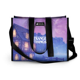 Сумка-шоппер 3D с принтом Очень странные дела в Ухте, 100% полиэстер | застегивается на металлическую кнопку; внутренний карман застегивается на молнию. Стенки укреплены специальным мягким материалом, чтобы защитить содержимое от несильных ударов
 | finn wolfhard | gaten mataraz | millie bobby brown | natalia dyer | stranger things | winona ryder | вайнона райдер | милли бобби браун | оченнь странные дела | очень странные дела | странные события