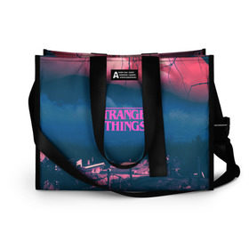 Сумка-шоппер 3D с принтом Очень странные дела в Ухте, 100% полиэстер | застегивается на металлическую кнопку; внутренний карман застегивается на молнию. Стенки укреплены специальным мягким материалом, чтобы защитить содержимое от несильных ударов
 | finn wolfhard | gaten mataraz | millie bobby brown | natalia dyer | stranger things | winona ryder | вайнона райдер | милли бобби браун | оченнь странные дела | очень странные дела | странные события