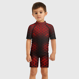 Детский купальный костюм 3D СТАЛЬНАЯ БРОНЯ: в Ухте, Полиэстер 85%, Спандекс 15% | застежка на молнии на спине | abstraction | form | geometry | orange | steel | texture | uniform | yellow | абстракция | броня | геометрия | защита | костюм | соты | сталь | текстура | форма | цветные