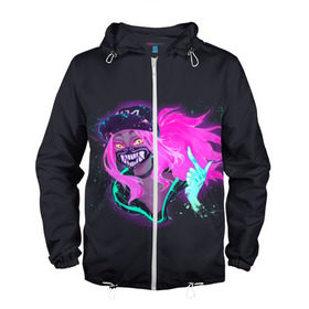 Мужская ветровка 3D с принтом Akali. KDA в Ухте, 100% полиэстер | подол и капюшон оформлены резинкой с фиксаторами, два кармана без застежек по бокам, один потайной карман на груди | akali | game | kda | killer | legends | legue | legueoflegends | lol | акали | вольная | игра | легенд | лига | лигалегенд | лол