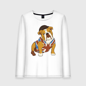 Женский лонгслив хлопок с принтом Британский Бульдог в Ухте, 100% хлопок |  | bulldog | бульдог | собака | собаки