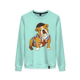 Женский свитшот хлопок с принтом Британский Бульдог в Ухте, 100% хлопок | прямой крой, круглый вырез, на манжетах и по низу широкая трикотажная резинка  | bulldog | бульдог | собака | собаки