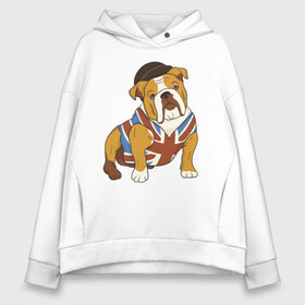 Женское худи Oversize хлопок с принтом Британский Бульдог в Ухте, френч-терри — 70% хлопок, 30% полиэстер. Мягкий теплый начес внутри —100% хлопок | боковые карманы, эластичные манжеты и нижняя кромка, капюшон на магнитной кнопке | bulldog | бульдог | собака | собаки
