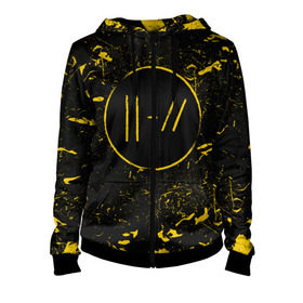 Женская толстовка 3D на молнии с принтом Twenty One Pilots / TOP в Ухте, 100% полиэстер | длина до линии бедра, манжеты и пояс оформлены мягкой тканевой резинкой, двухслойный капюшон со шнурком для регулировки, спереди молния, по бокам два кармана | 21 pilots | 21p | bandito | blurryface | carbon | chlorine | joshua | ned | top | trench | twenty one pilots | tyler | бандито | карбон | музыка | нэд | тренч