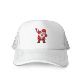 Кепка тракер с сеткой с принтом Dabbing Santa в Ухте, трикотажное полотно; задняя часть — сетка | длинный козырек, универсальный размер, пластиковая застежка | 