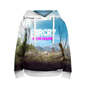 Детская толстовка 3D с принтом FAR CRY NEW DAWN в Ухте, 100% полиэстер | двухслойный капюшон со шнурком для регулировки, мягкие манжеты на рукавах и по низу толстовки, спереди карман-кенгуру с мягким внутренним слоем | action | far cry | far cry new dawn | game | gamer | montana | player | shooter | usa | врата эдема | знак | игра | культ | секта | символ | символика | шутер | эдем