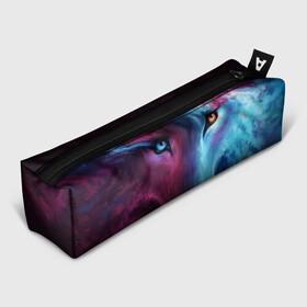 Пенал школьный 3D NEON WOLF | НЕОНОВЫЙ ВОЛК: в Ухте, 100% полиэстер | плотная ткань, застежка на молнии | hunter | wild | wolf | волк | животные | звери | охотник