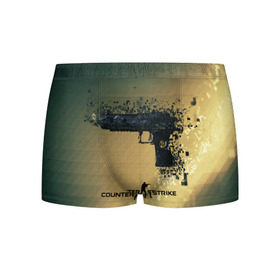 Мужские трусы 3D с принтом Counter Strike Glock в Ухте, 50% хлопок, 50% полиэстер | классическая посадка, на поясе мягкая тканевая резинка | Тематика изображения на принте: awp | counter strike | cyber sport | game | howl | skin | sport | авп | вой | игры | скин