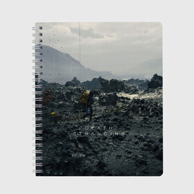 Тетрадь с принтом DEATH STRANDING 2019 в Ухте, 100% бумага | 48 листов, плотность листов — 60 г/м2, плотность картонной обложки — 250 г/м2. Листы скреплены сбоку удобной пружинной спиралью. Уголки страниц и обложки скругленные. Цвет линий — светло-серый
 | bridges | death stranding | game | hideo kojima | kojima productions | man | norman reedus | scar | sony interactive entertainment | suit | tie | игры | кодзима
