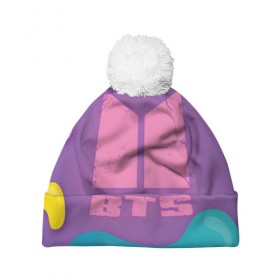 Шапка 3D c помпоном с принтом BTS в Ухте, 100% полиэстер | универсальный размер, печать по всей поверхности изделия | bangtan boys | j hope | jimin | jin | jungkook | k pop | rm | suga | v | бтс | кей | поп