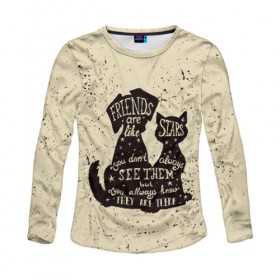 Женский лонгслив 3D с принтом Friends в Ухте, 100% полиэстер | длинные рукава, круглый вырез горловины, полуприлегающий силуэт | мода | мотивация | настроения | позитив | прикол | пятна | тренд | яркие