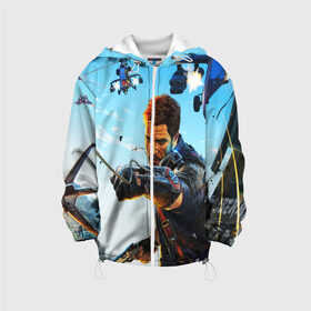 Детская куртка 3D с принтом JustCause в Ухте, 100% полиэстер | застежка — молния, подол и капюшон оформлены резинкой с фиксаторами, по бокам — два кармана без застежек, один потайной карман на груди, плотность верхнего слоя — 90 г/м2; плотность флисового подклада — 260 г/м2 | action | cause | enix | just | just cause 4 | mafia | игры | мафия | рико | тропики